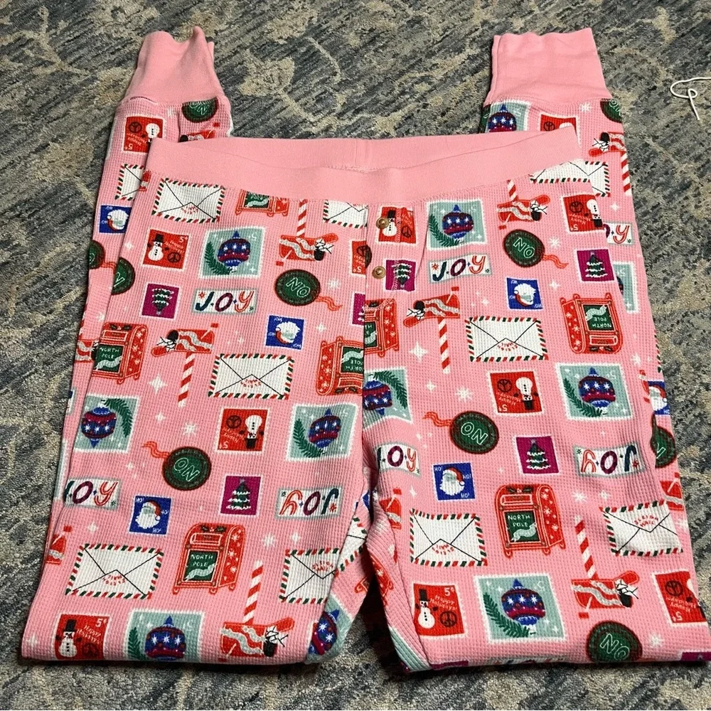 Old Navy Pink and White Patterned Leggings Holiday Sz Medium
